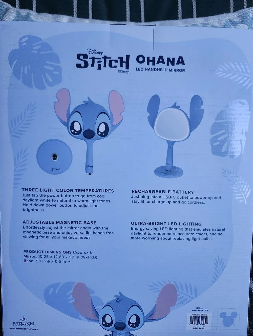 Impressions Vanity Stitch Ohana LED Handheld Mirror